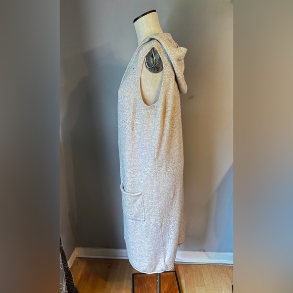 London Kaye Longline Minimalist Hooded Sweater Vest Size S Front Pockets - Picture 3 of 5